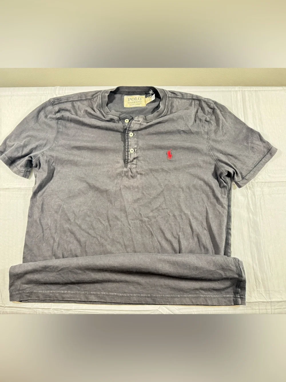 Ralph Lauren Gray Henley Shirt with Red Pony